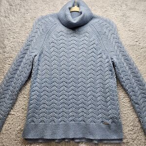 Michael Michael Kors Womens Blue Knit Sweater Small Turtleneck Classic Preppy